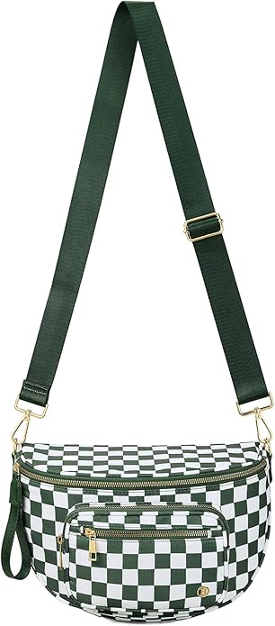 BOSTANTEN Crossbody Bags for Women Cross Body Purse Checkered Bum Bag, Large Diaper Purse for Moms, Perfect for Work/Travel