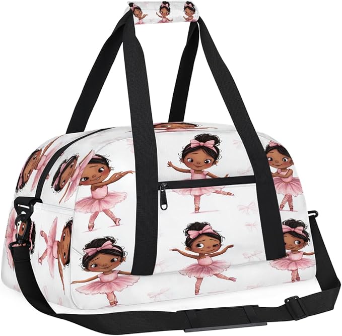Kids Duffle Bag Girls Cute African Ballet Pink Girl Weekender Overnight Bag,Lightweight Duffel Bags for Traveling Gym Sport Dance