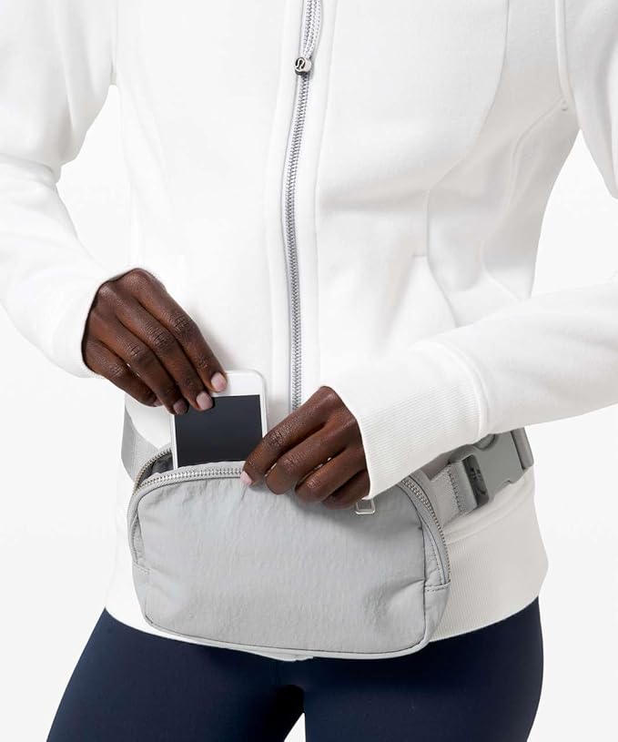 Fanny Pack Crossbody Bag Trendy Waterproof Small Sling Cross Body Purse for Women Men Fashion Waist Packs Mini Belt Pouch Chest Bum Hip Bag Lulu Dupes for Travel Vacation Running Ash