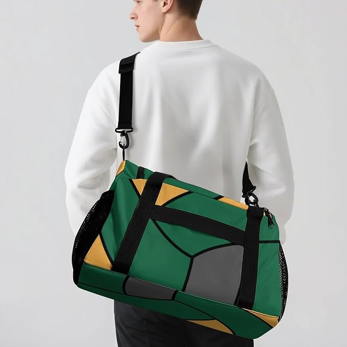Custom Volleyball Gold Green Duffel Bag with Name Personalized Travel Bags Sport Gym Bag Carry On Weekender Bags for Men Women