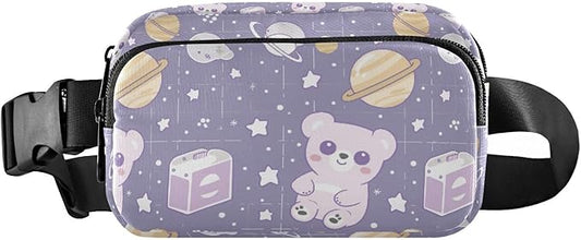 Kawaii Teddy Bear Universe Fanny Pack for Women Men Water Resistant Fashion Waist Packs with Adjustable Strap Belt Bag for Travel Workout Jogging Hiking 21219111