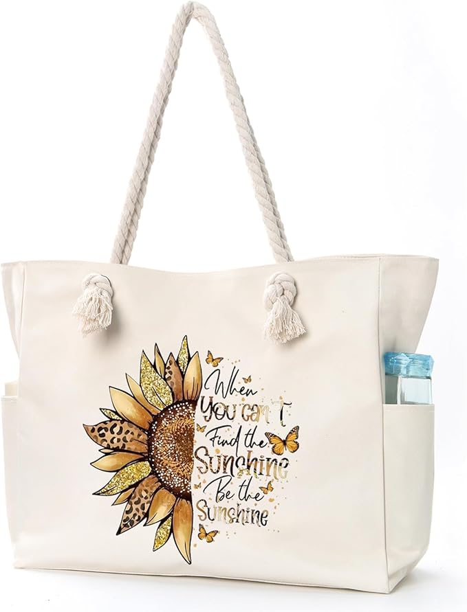 Beach Bags for Women Large Waterproof Beach Travel Tote Bags Sandproof Swim Pool Bag Canvas Zipper Big Tote