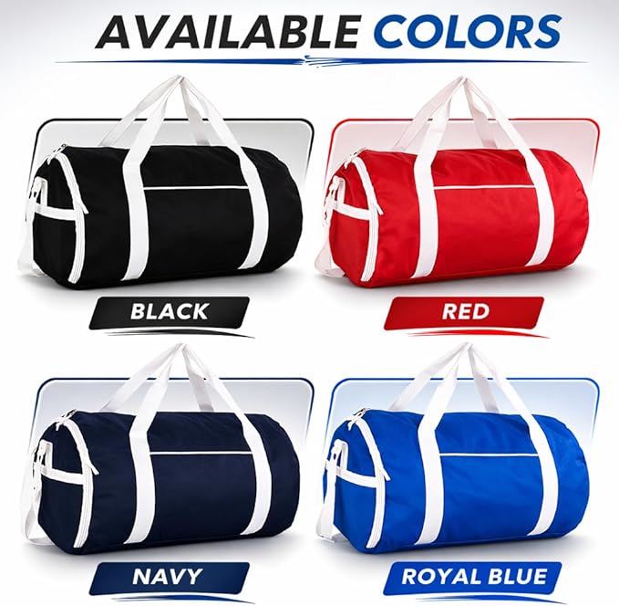 Custom Roll Duffel Bag with Your Logo or Text – Personalized Gym Bag, Sports Team Bag, Travel Bag – Adjustable Shoulder Strap, 600D Polyester, 18 Inch, 4 Colors, Model 3018