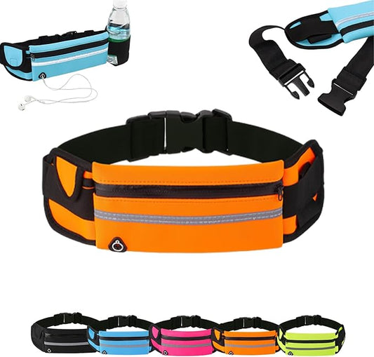 Anti-Theft Invisible Waist Bag, Multifunctional Outdoor Sports Waist Bag with Water Bottle Strap Travel Money Belt Under Clothes, Discreet Under Clothing Security Pouch for Running Men Women (Orange)