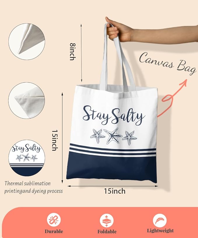 Beach Summer Canvas Tote Bag for Women Teen Girls Gifts Cute Small Travel Work Tote Bags Reusable Grocery Bags