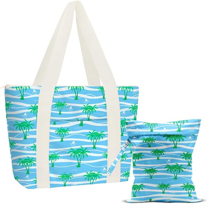 JIUWEIHU Beach Pool Bag And Wet Dry Bag Waterproof Sandproof Tree Beach Laundry Tote Bags for Swimsuits for Travel
