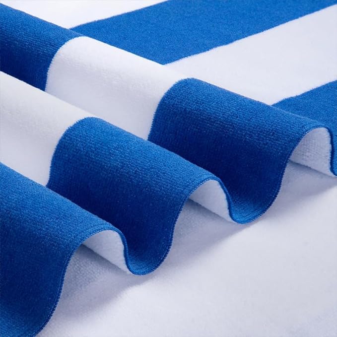 WILFA Extra Large Beach Towel - Oversized Mircofiber Beach Towel 40'' x 70'', XL Striped Lightweight Pool Towel, Big Cabana Swim Travel Towel for Adults Mens Women,Navy Blue