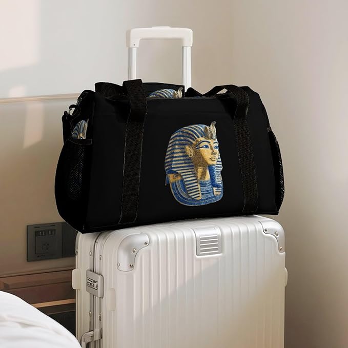 Ancient Egyptian Mask Duffle Bag Gym Bag for Workout Travel Tote with Detachable Straps