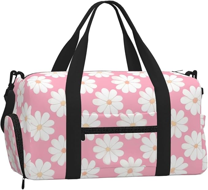 Camellia pattern Print Gym Bag with Shoe Compartment for Women Men, 17.7in Sports Duffle Weekender Tote, Overnight Travel Duffel Bag Carry On