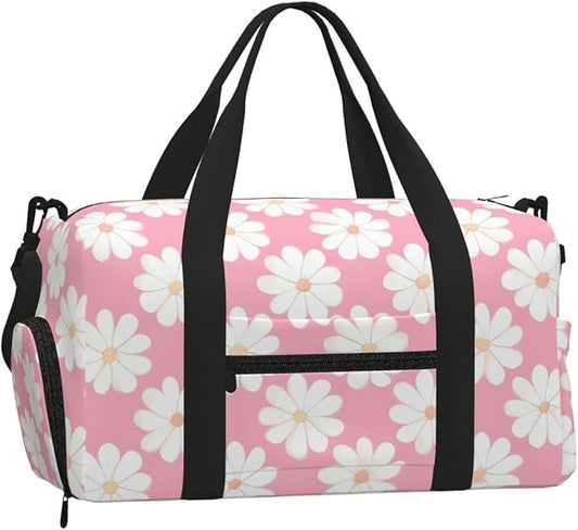 Camellia pattern Print Gym Bag with Shoe Compartment for Women Men, 17.7in Sports Duffle Weekender Tote, Overnight Travel Duffel Bag Carry On