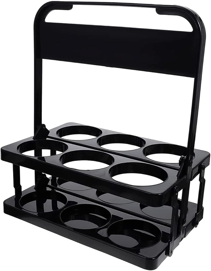 Portable Drink Carrier,Reusable Beer Bottle Coffee Cup Holder,Beer Bottle Drink Caddy for Delivery,6 Holes Cup Holders with Handle for Catering Restaurant Travel Car,Black