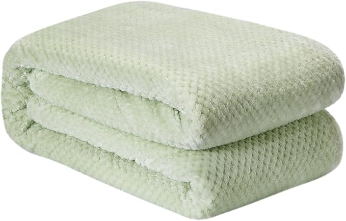 Fuzzy Throw Blanket, Plush Fleece Blankets for Adults, Toddler, Boys and Girls, Warm Soft Blankets and Throws for Bed, Couch, Sofa, Travel and Outdoor, Camping (Twin(60"x80"), XL1-Pastel Green)