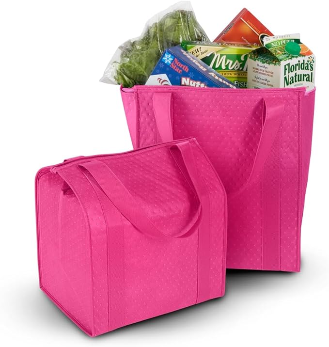 Mediz Hannah Direct Large Capacity Heavy Duty Insulated Smart Shopping Bag - Strong Reusable Grocery Tote 2 Pack