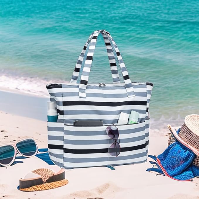 LEDAOU Beach Bag Waterproof Sandproof Women Beach Tote Pool Bag with Zipper for Swim Gym Grocery Travel with Wet Pocket | Sandproof, with Zipper, for Gym, Grocery, Travel, with Wet Pocket
