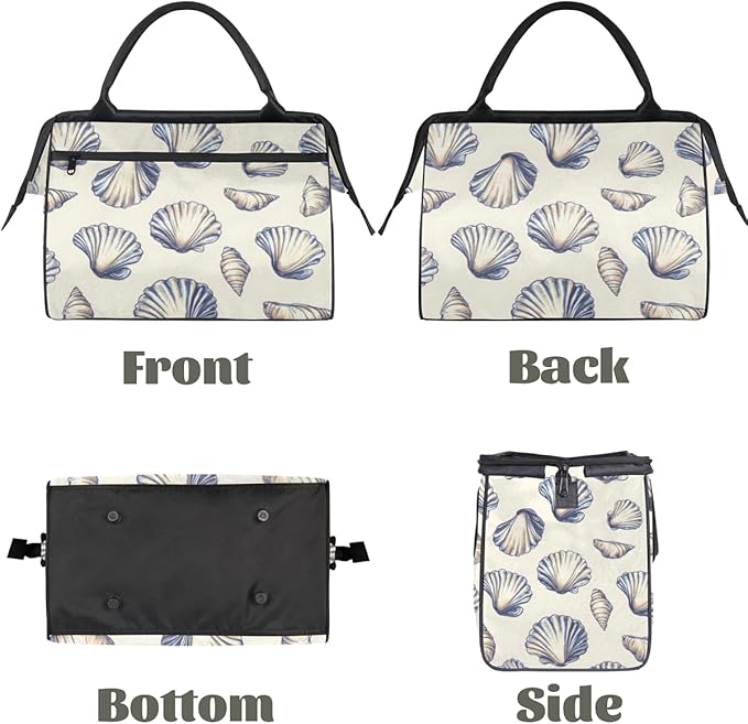 Seashell Overnight Weekender Bag for Women Men Travel Duffel Bags Waterproof Luggage Carry on Sports Yoga Gym Bag