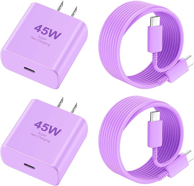 Phone 17 16 Pro Max Charger Fast Charging, 45W USB C Phone 17 16 Super Fast Charger Block with 6.6ft Long Type C Charging Cable Cord for i.Phone 17 Pro Max/17 Pro/17 Air/17/16/16Pro/16 ProMax-Purple