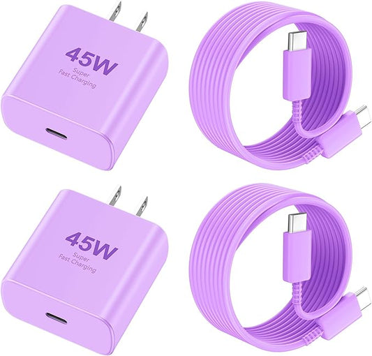 Phone 17 16 Pro Max Charger Fast Charging, 45W USB C Phone 17 16 Super Fast Charger Block with 6.6ft Long Type C Charging Cable Cord for i.Phone 17 Pro Max/17 Pro/17 Air/17/16/16Pro/16 ProMax-Purple
