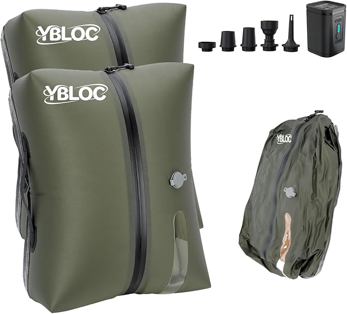 YBLOC Compact Vacuum Travel Bags with Pump - 2-Pack 19L Space Saver Compression Bags, IP67 Waterproof Reusable Vacuum Bags for Carry-On Suitcase & Backpack, Blankets, Seasonal Storage (2 PC/19L+Pump)