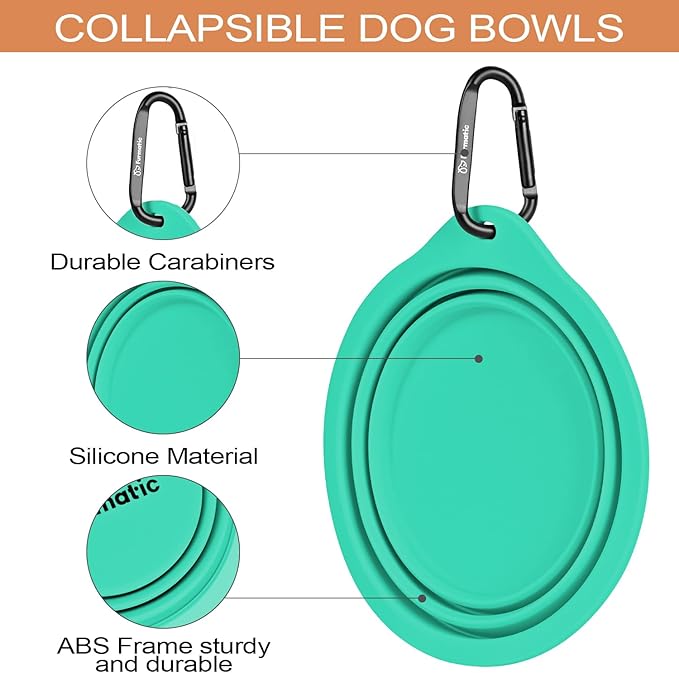 Portable Collapsible Dog Bowl, Food Grade Silicone, Large Capacity, Easy to Wash - Ideal for Outdoor Camping and Hiking, Suitable for Dogs, Cats, and Pets (Green)