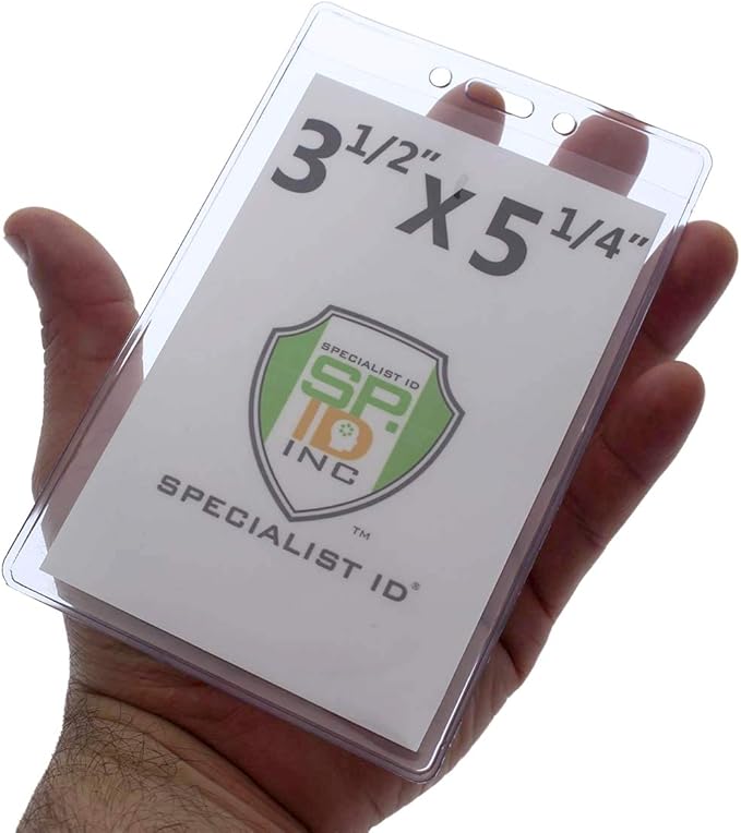 Premium Heavy Duty 3 1/2" X 5 1/4" Extra Large Event Badge Holder (4X6 Outside) by Specialsit ID, Sold Individually