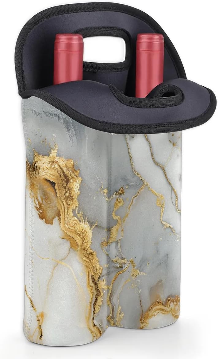 Wine Carrier Tote Personalized Bag for 2 Bottles - Neoprene Wine Bottle Holder with Carry Handle, Wine Protective Bag Insulated Bag Beer Cans Water Bottle Holder for Travel Picnic,Style12