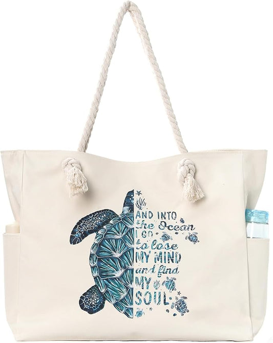 Beach Bags for Women Large Waterproof Beach Travel Tote Bags Sandproof Swim Pool Bag Canvas Zipper Big Tote