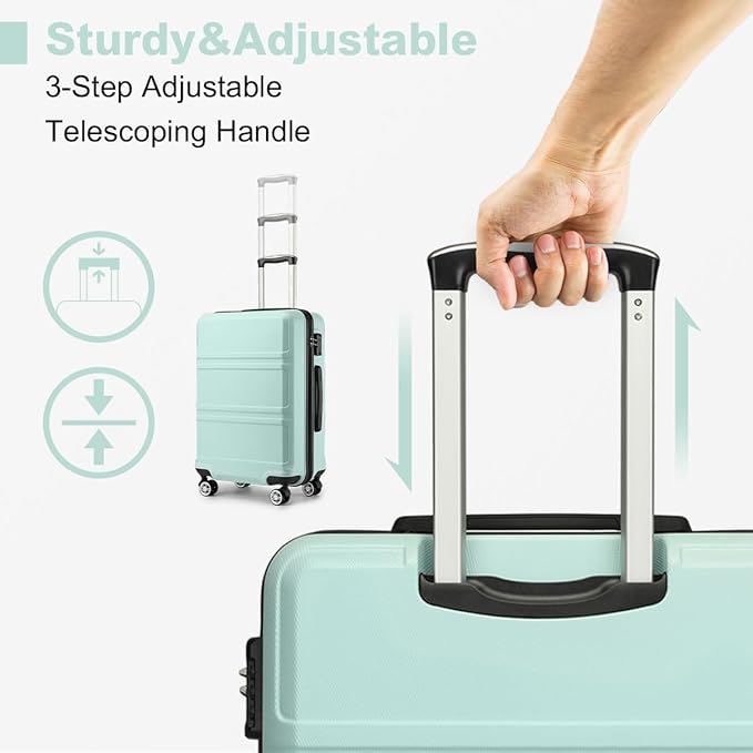 Kono 28 Inch Luggage Expandable Suitcase with Spinner Wheels TSA Lock Lightweight PC+ABS Hardside Large Checked Luggage Durable Rolling Suitcase Mint Green