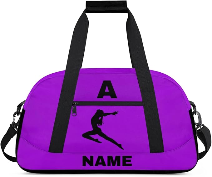 Personalize-Kids-Sports-Duffel-Bags With Custom Name Text Carry-On Overnight Travel Gym Lightweight Dance Pattern Sports Bags For Girls Boys Kids,Lilac 3