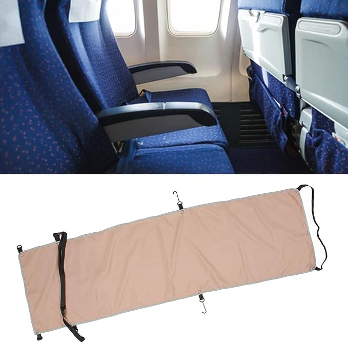 Ergonomic Hammock Seat Cover with Footrest for Airplane, Practical Outdoor Use (Khaki)
