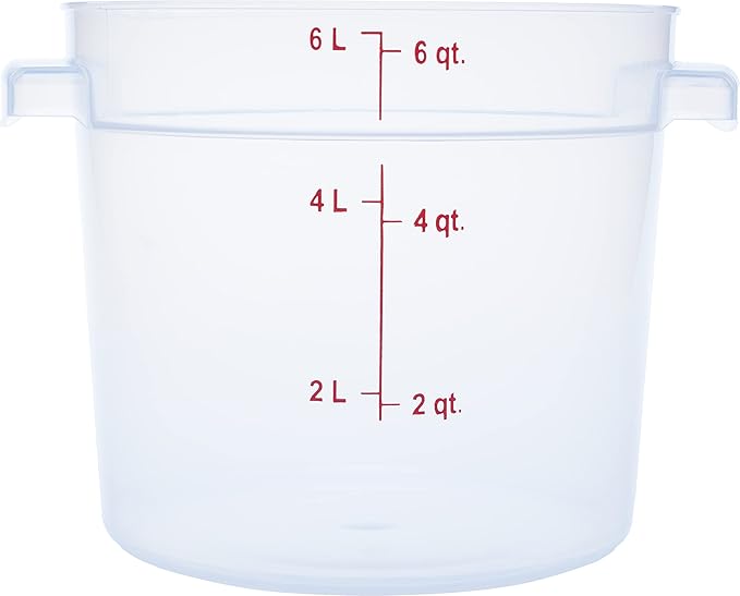 Carlisle FoodService Products Storplus Round Food Storage Container with Stackable Design for Catering, Buffets, Restaurants, Polypropylene (Pp), 6 Quart, Clear