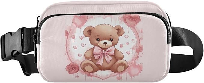 Valentine Teddy Bear Hearts Fanny Pack for Women Men Water Resistant Fashion Waist Packs with Adjustable Strap Belt Bag for Travel Workout Jogging Hiking 21217843
