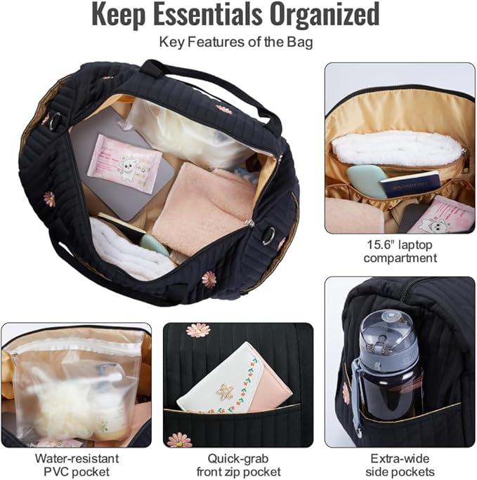 Women’s Travel Duffel Bag – Large Weekender & Overnight Travel Bag with Wet Pocket, Carry-On Friendly, Ideal as Hospital or Maternity Bag for Labor and Delivery