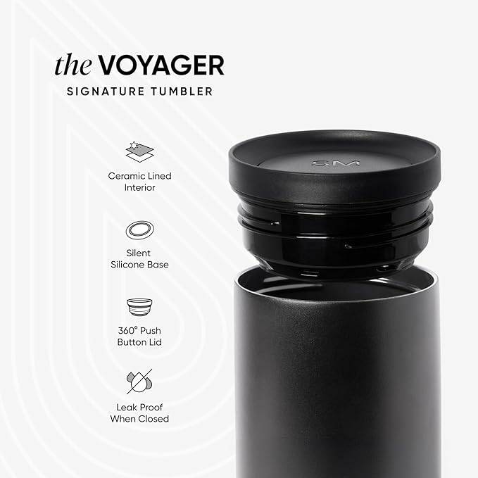 Simple Modern Travel Coffee Mug Tumbler with 360° Lid | Ceramic-Lined Insulated Stainless Steel Cold Brew Iced Coffee Cup Thermos | Gift for Women Men Her Him | Voyager Signature | 16oz | Saffron