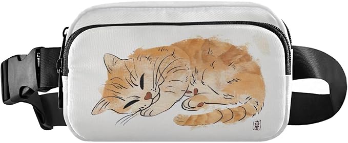 Sleeping Cat Fanny Pack for Women Men Water Resistant Fashion Waist Packs with Adjustable Strap Belt Bag for Travel Workout Jogging Hiking 21218703