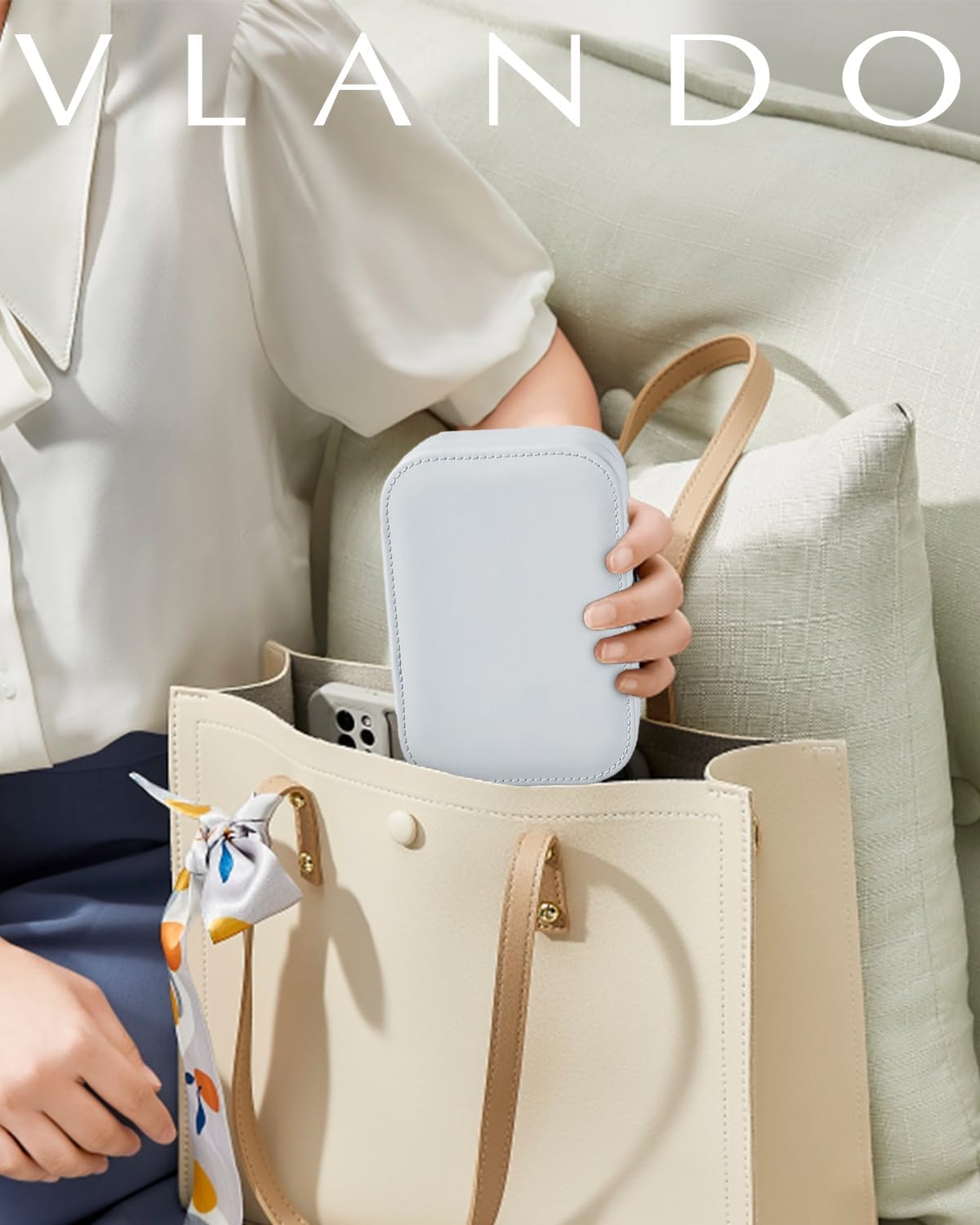 Vlando Travel Jewelry Case, PU Leather Travel Jewelry Box with Earring Holder, Portable Display Mini Jewelry Case for Mothers Day Women Girls Gift - Blue