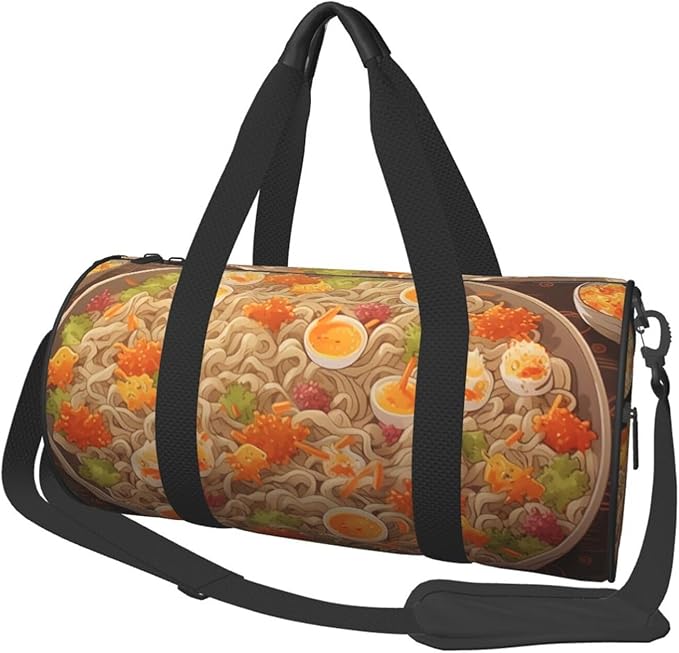 Travel Duffel Bag Lightweight Carry On Weekender Overnight Bags Egg Cup Noodle Ramen Sports Tote Gym Backpack with Adjustable Strap Hospital Bags Foldable Luggage Bag for Women Men