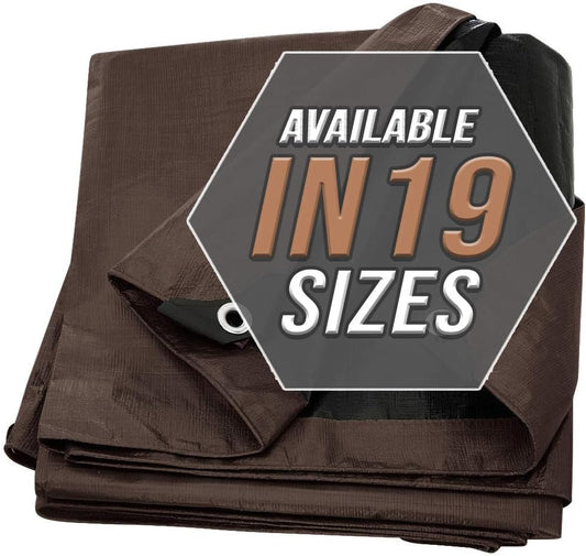 Tarp Cover Brown/Black 2-Pack Heavy Duty 20 Mill Thick Material, Waterproof,6X8 Great for Tarpaulin Canopy Tent, Boat, RV Or Pool Cover (Poly Tarp 6X8, Ultra Thick)