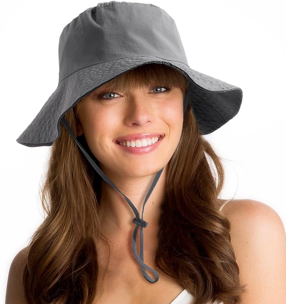 Water-Resistant Sun UPF 50+ Bucket Hat Protection Packable Brimmed Boonie for Women Men Summer Lightweight Hiking Outdoor Cap