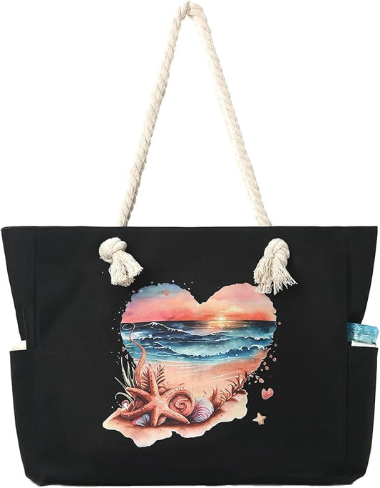 Beach Bags for Women Large Waterproof Beach Travel Tote Bags Sandproof Swim Pool Bag Canvas Zipper Big Tote