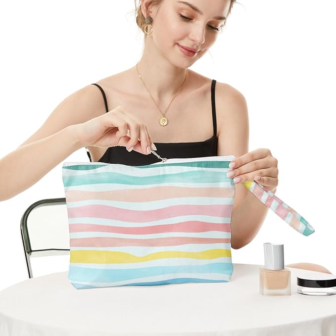 Fokongna Wet Dry Bag, Wet Bag for Swimsuit Travel Beach Bag, Diaper Bag Toiletry Bag Waterproof Large Makeup Bag, Zipper Pouch for Women Girls Sister Friends Wet Bag Starfish Sea Beach rainbow Gifts