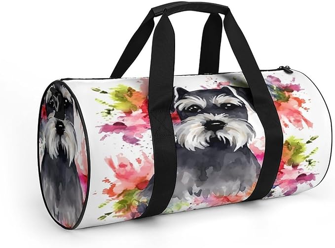 Sports Gym Bag for Women Men Travel Duffel Bag Tote Weekender Bag Schnauzer Carry on Overnight Bag for Travel Swimming Fitness Workout Sports Duffle Bag