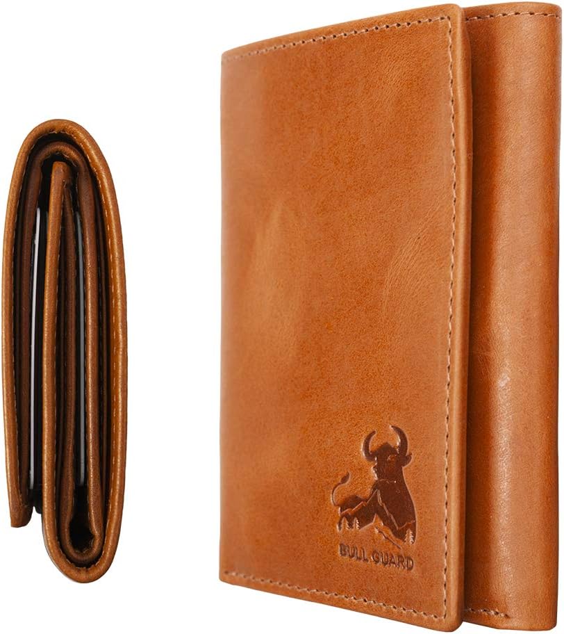 BULL GUARD Trifold Wallet with RFID For Men, Genuine Leather - Card and Cash Holder for Outdoors, Professionals