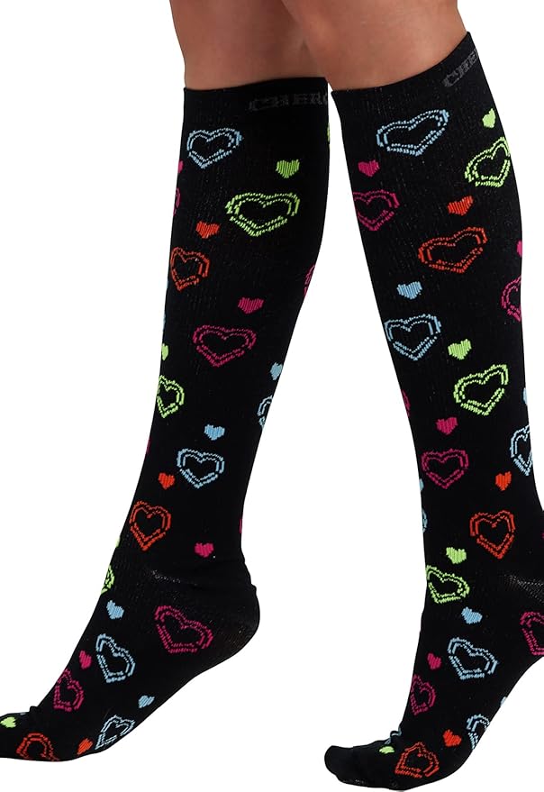 Cherokee Women's 10-15mmHg Compression Socks – Fun Print Knee Highs with Light Support, Soft Feel - PRINTSUPPORT