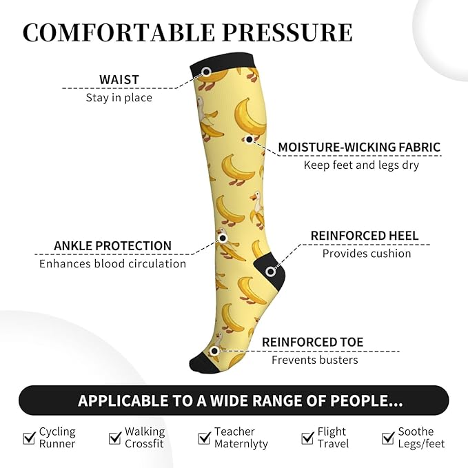 Compression Socks Knee High Circulation Support Socks For Women Men Athletic Running Work Hiking Cycling Travel