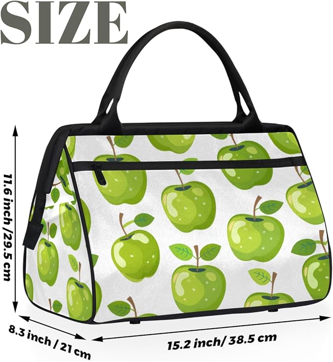 Green Apples Overnight Weekender Bag for Women Men Travel Duffel Bags Waterproof Luggage Carry on Sports Yoga Gym Bag