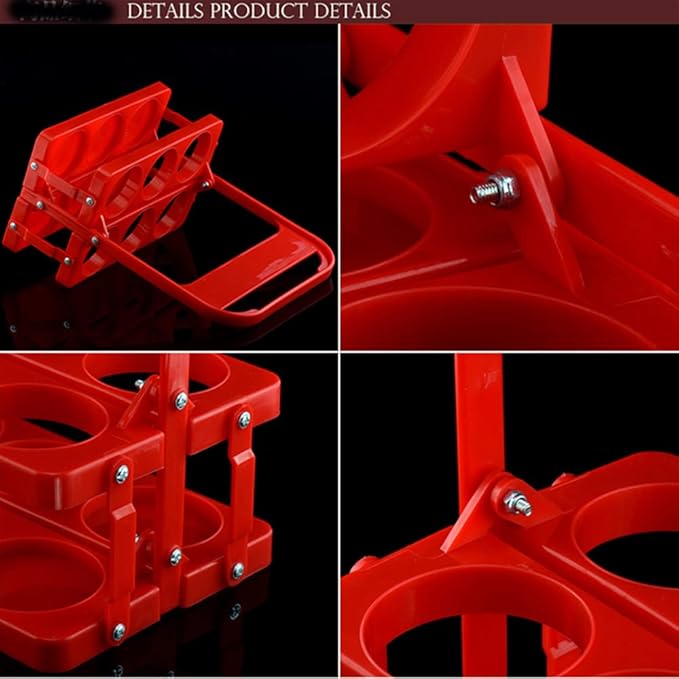 Portable Plastic Drink Carrier,Reusable Red Beer Bottle Coffee Cup Holder,Tea Bottle Drink Caddy for Delivery,6 Holes Cup Holders with Handle for Catering Restaurant Travel Car