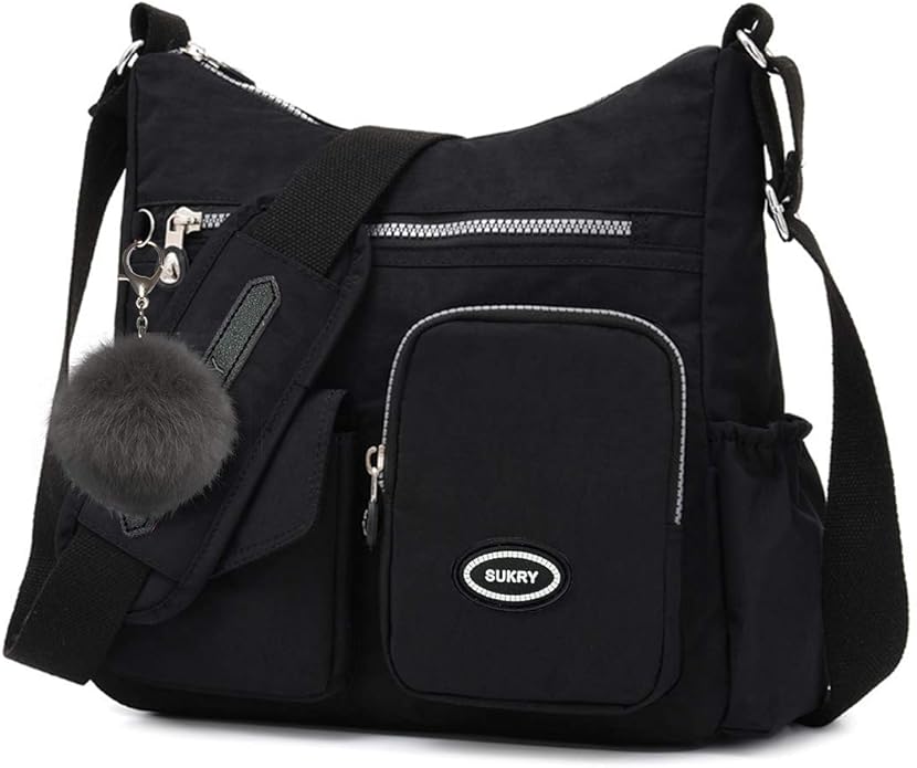 SUKRY Nylon Crossbody Bag for Women with Anti theft RFID Pocket, Waterproof Shoulder Bag Travel Purses and Handbag