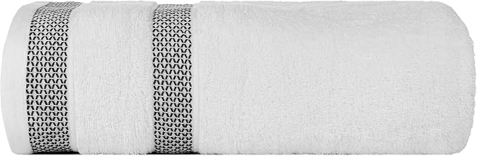 CASA COPENHAGEN Solitaire 6Pcs 100% Egyptian Cotton Large Designer Towels Gift Set- White-Jet Black, 600GSM, 2Bath 2Hand 2Washcloths, Bath Towels for Bathroom Set for Women & Men