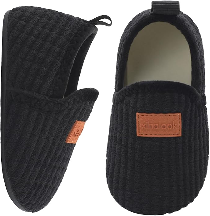 XIHALOOK Toddler Boys Girls House Slippers with Microfleece Lining Cozy Household Shoes Non-slip for Kids