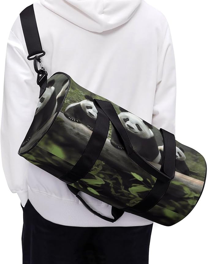 Sports Gym Bag for Women Men Travel Duffel Bag Tote Weekender Bag Cute Panda Carry on Overnight Bag for Travel Swimming Fitness Workout Sports Duffle Bag